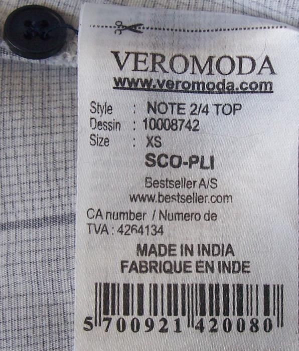 Bluzka VERO MODA, z rękawkiem do łokcia, r. XS (34/36).