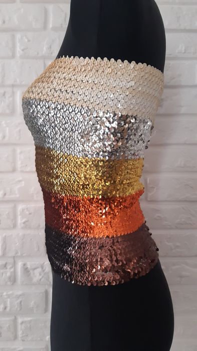 ORSAY Bluzka top z cekinów dopasowany elastyczny