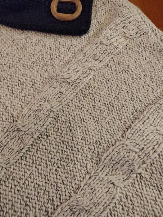 Dziergane Poncho Wełniane. Handmade. Unikat