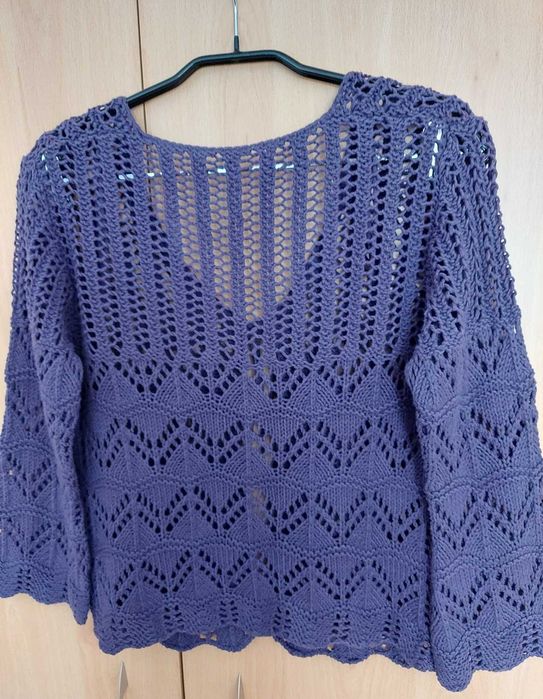 Sweter krótki ażurowy 3/4 rekaw rozm M