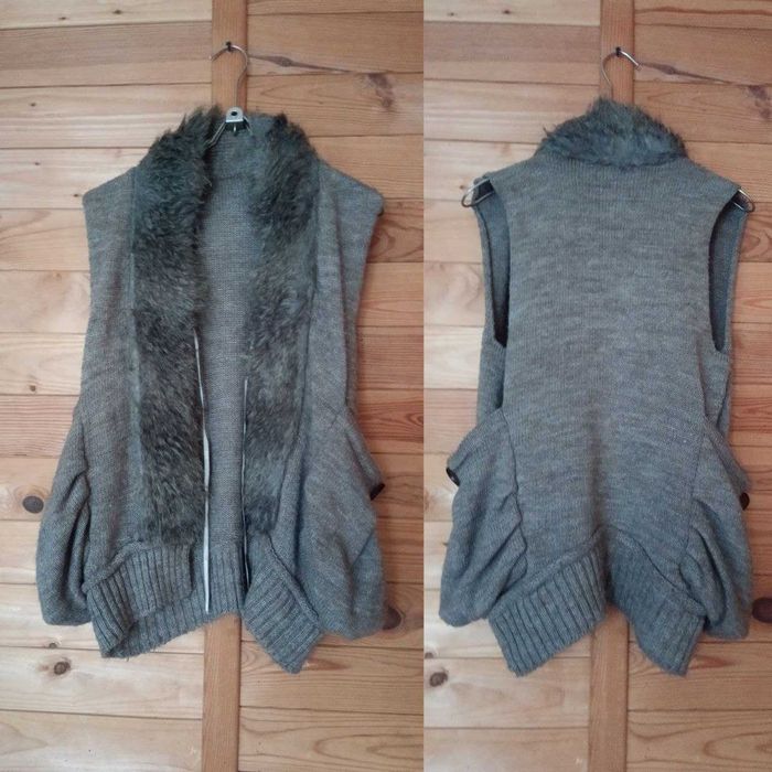 Жилет жіночий трикотаж, жилетка с меховой опушкой р S-М