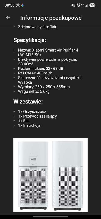 Oczyszczacz powietrza Xiaomi Air Purifier 430W biały