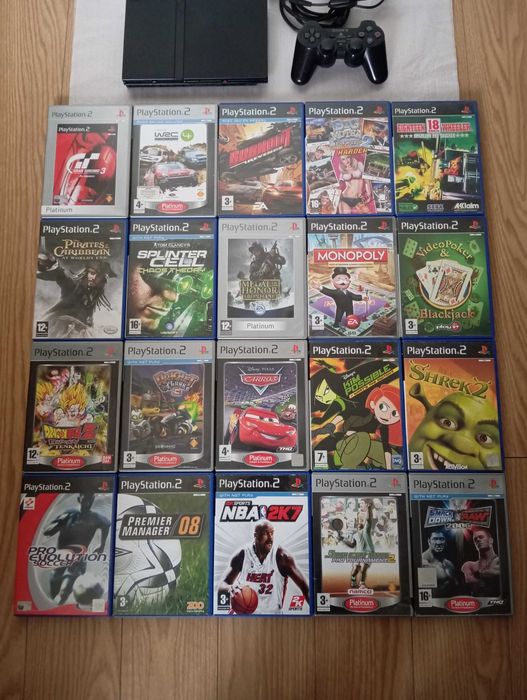 PS2 slim PlayStation 2, comando, 20 jogos originais