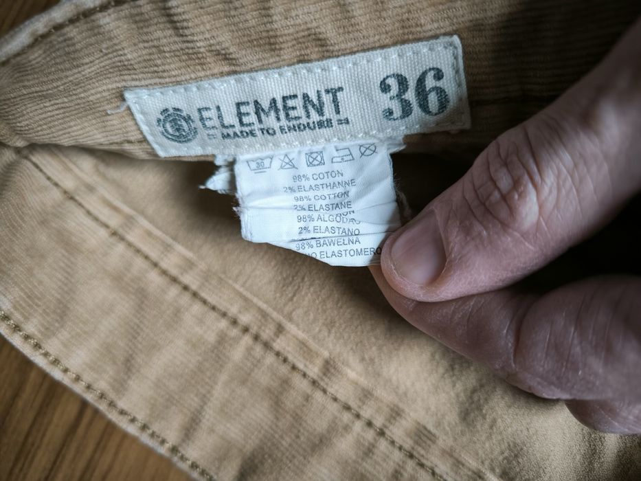 Element spodnie męskie sztruksy żółte przecierane proste 36