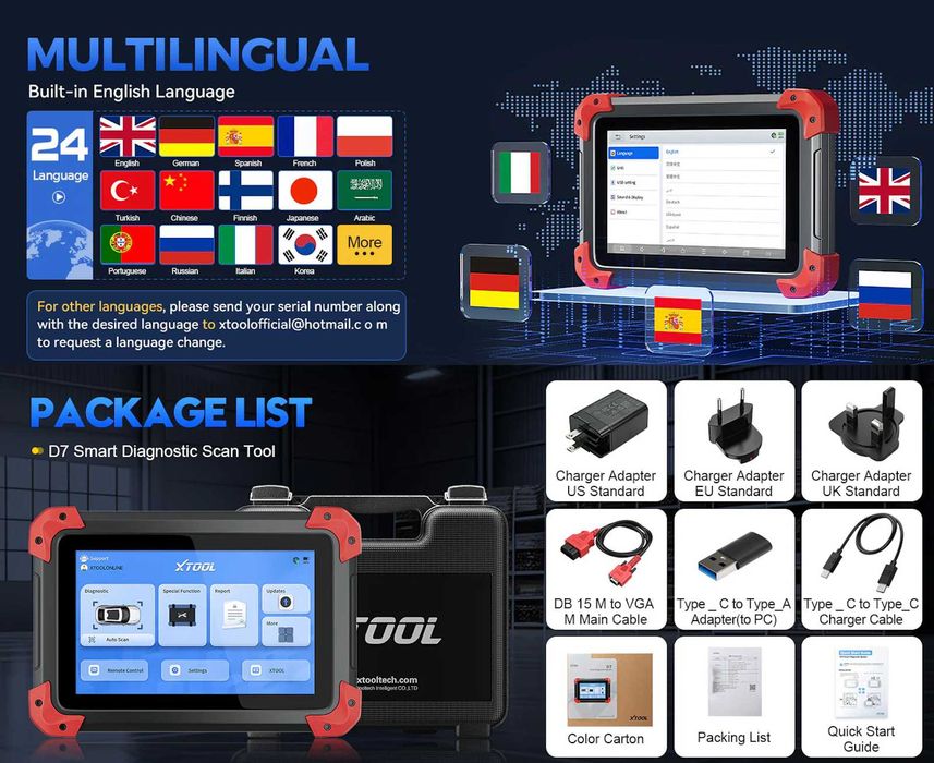 Автосканер XTOOL D7 V2.0 для професійної діагностики авто