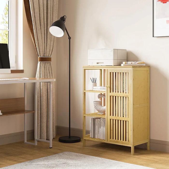 Szafka bambusowa do łazienki pokoju kuchni na ręczniki przybory i akcesoria regał półka