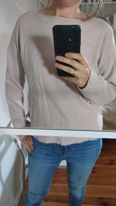 Sweter pudrowy róż uniwersalny gruby ciepły