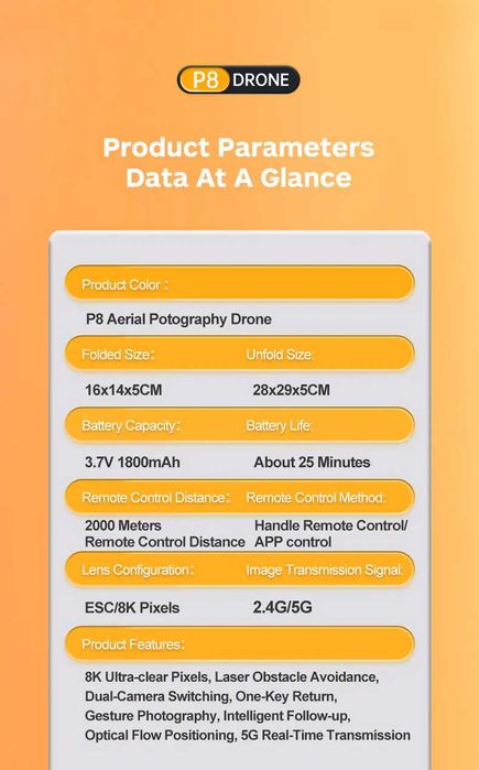 Drone dobrável com WiFi e dupla Câmara 4K