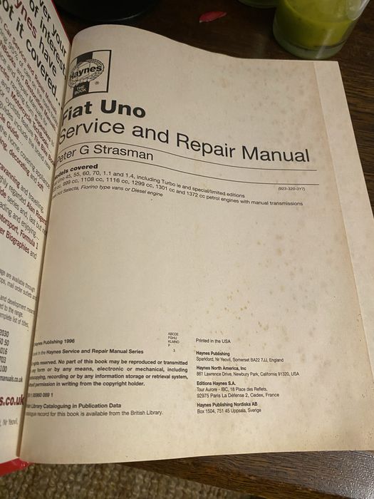 Manual de Reparação Haynes - Fiat Uno (1983-95) Petrol