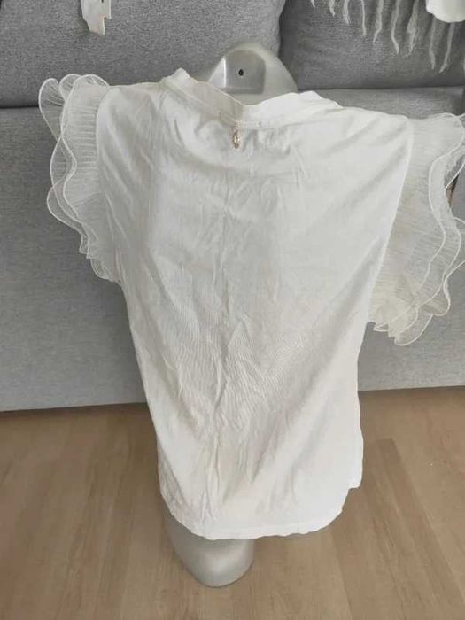 T-shirt Branca "Cool Girl" com Mangas em Tule Relish M