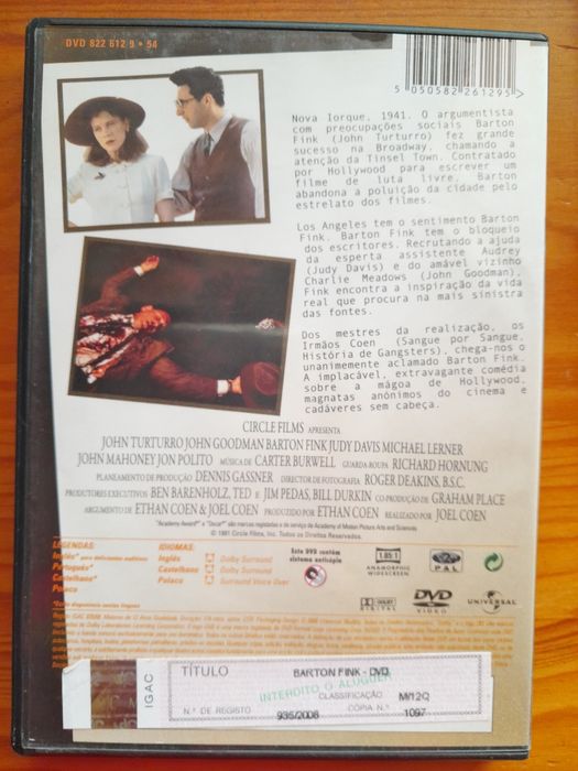 Barton Fink, Joel & Ethan Coen, John Turturro, John Goodman