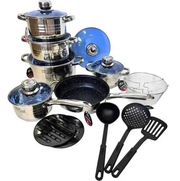 КаструлІ  із нержавіючої сталі Zepline 12,14, 18 предметів