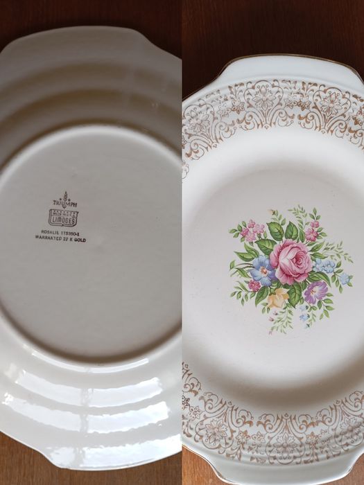 Travessa com beira dourada