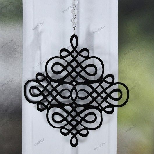 Gotowa szara firana z frędzlami i zawieszką