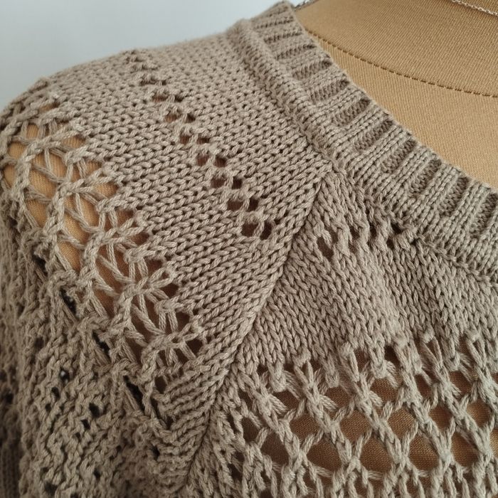 Ażurowy sweter Atmosphere r. 42 cappuccino brąz casual elegancki