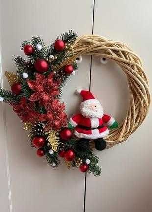Розпродаж Новорічний еко-вінок . Різвяний вінок на двері
