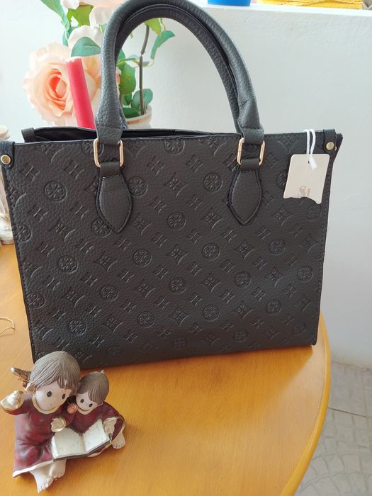 Mala cinzenta com padrão, muito elegante - Sara Moda - Nova!