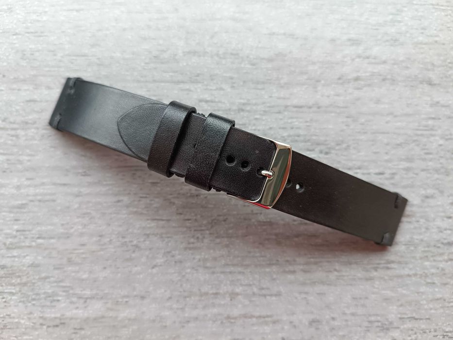 Czarny skórzany pasek zegarka 20 mm M