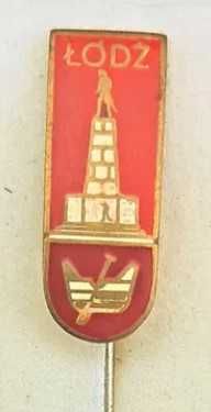 Przypinka ŁÓDŹ Pomnik Tadeusza Kościuszki herb Wpinka Miedziana