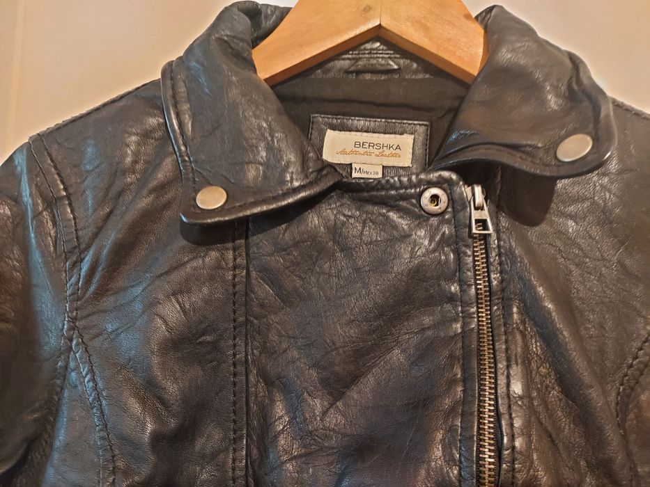 Blusão biker em pele Bershka