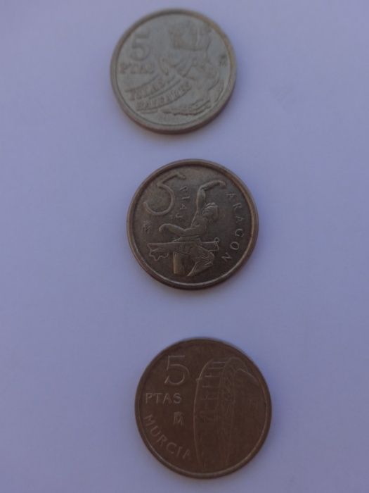 moedas 0,1, 0,5, 1, 5, 10, 25 50 e 100 Pesetas Espanha