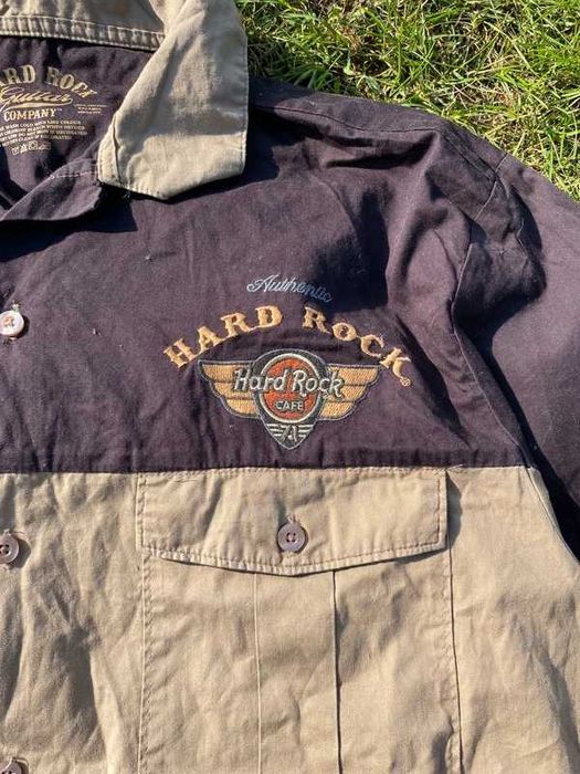 Koszula męska Hard Rock Café Venice vintage XL 2XL Brown brązowy haft