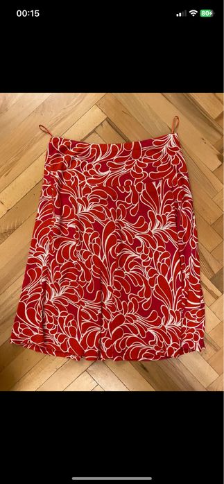 Letnia wiosenna spódnica midi czerwona różowa H&M S/M wysoki stan