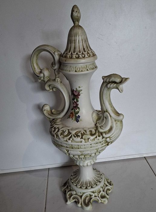 Soberbo Jarrão de Cerâmica, antigo, pintado à mão - 50cm