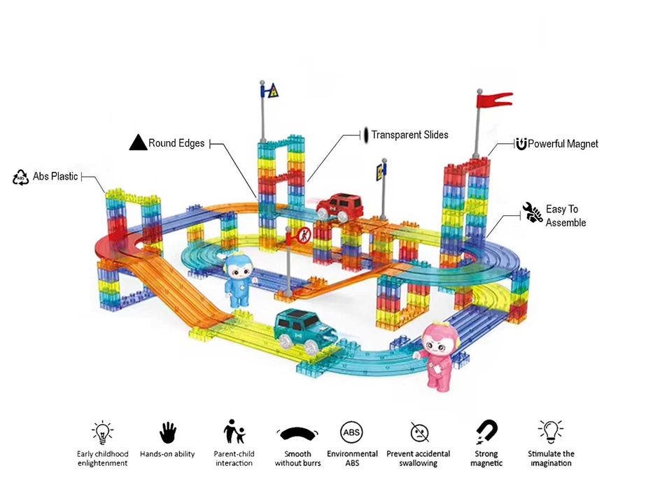 Brinquedos Magneticos conjunto 154 peças circuito de corrida (novo)