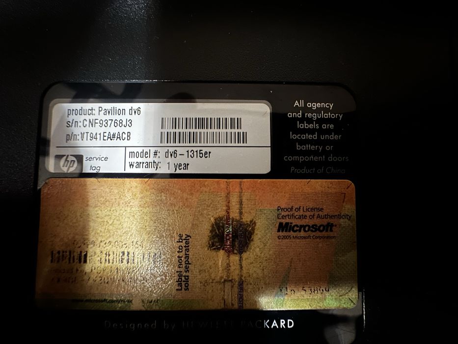 HP pavilion dv6 1315er
