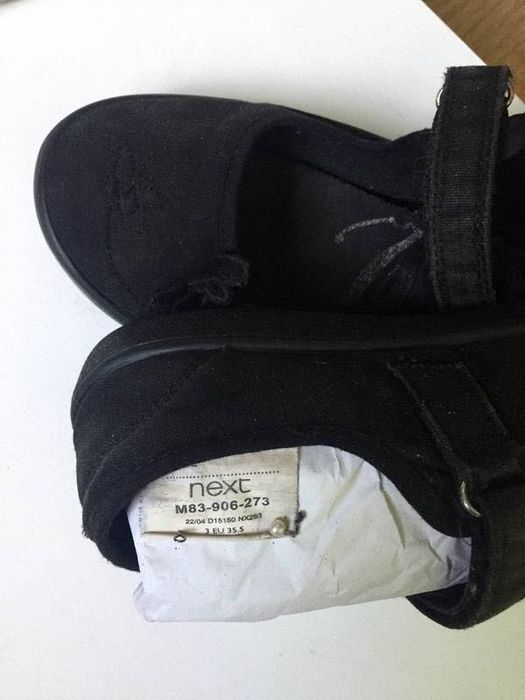 Текстильні чорні мокасини Next для дівчат /змінне взуття в школу/23 см