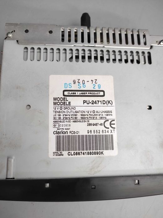 CITROEN C8, OE: 9655.263XT, Radio CD Clarion RD3-01