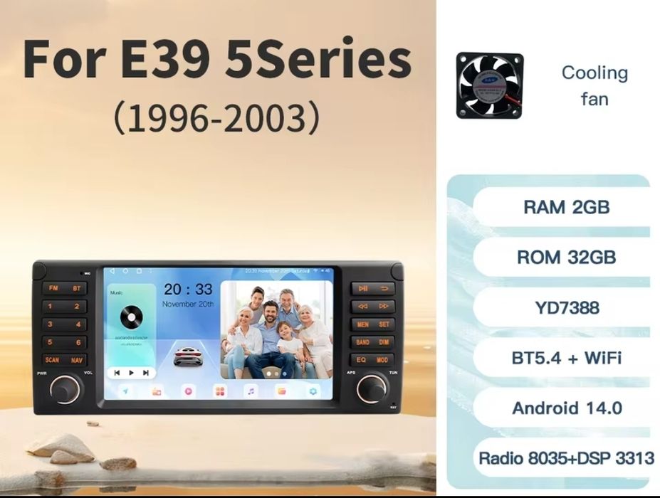 Rádio BMW E39/X5 E53 Android 13 com GPS (Novo)