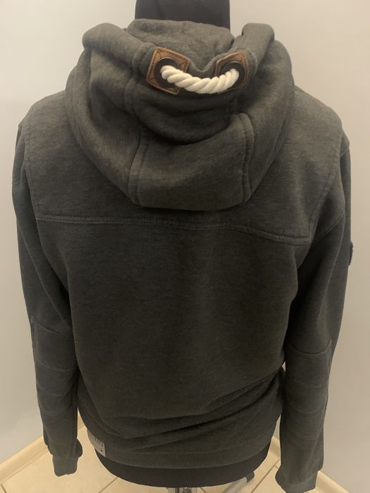 Naketano grafitowa markowa bluza r. M kaptur + komin, logowana bawełna