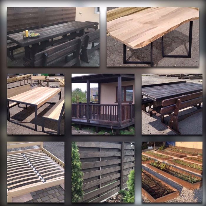 Садовая мебель. Деревянные заборы, изделия из дерева.