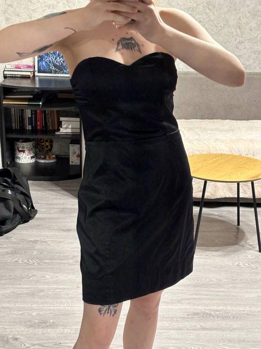 КОМПЛЕКТ Платье H&M Атласное с завязками Ted Baker S По фигуре Чёрное