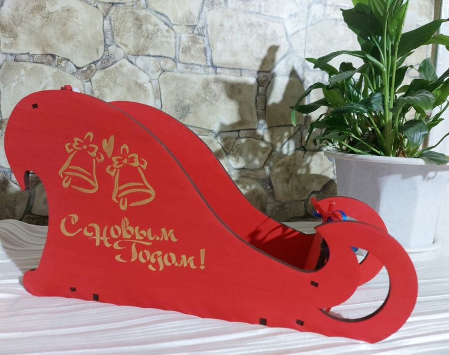 Новогодняя деревянная подставка для бутылки, hand made