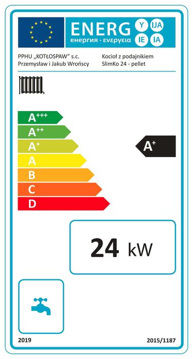 Kocioł Slimko 24kW - palnik KIPI -pellet  -DOSTEPNy cena z Dostawą