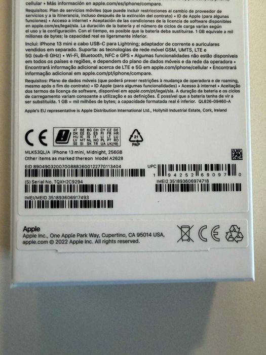 Iphone 13 Mini, Midnight 256GB com capa