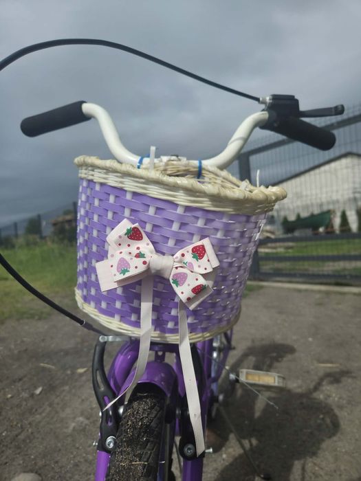 Fioletowy rowerek dziecięcy Humbikids Melody z koszykiem