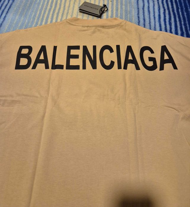 Nowa piekna modna koszulka OVERSIZE bezowa Balenciaga Paris XL okazja