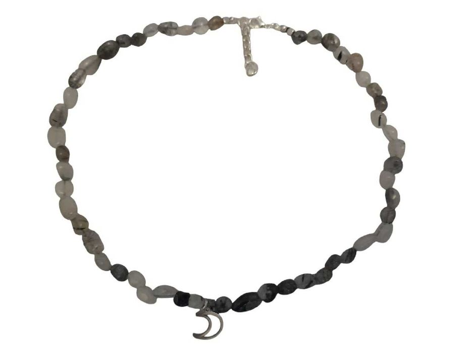 Naszyjnik z kwarcu rutylowego - czarno biały