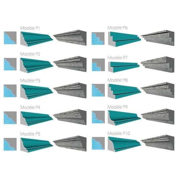 Molde cornijas para cofragem betão em esferovite modelo P4