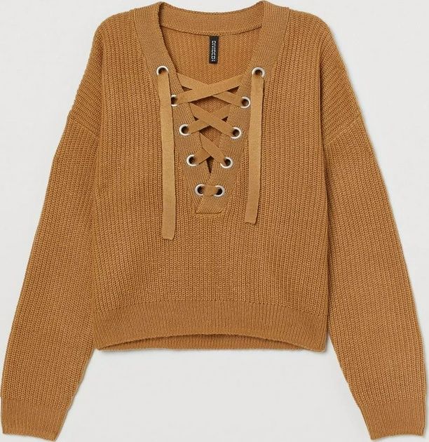 Sweter z wiązaniem na dekolcie H&M 38 M