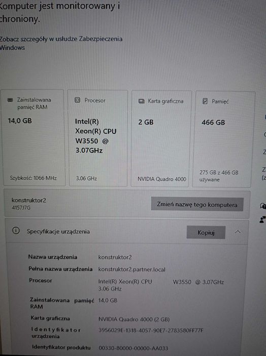 Komputer stacjonarny lenovo thinkStation s20 2szt