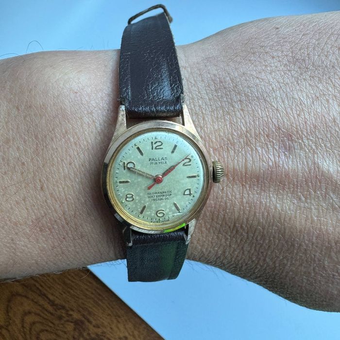 Zegarek Szwajcarski Pallas 17 Jewels Złocony Damski lata 60 te.