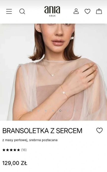 Ania kruk naszyjnik bransoletka z sercem
