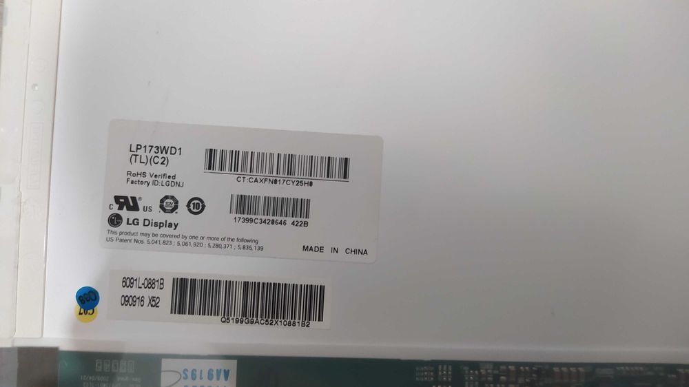 Матриця 17.3" LP173WD1 (TL) (C2), 1600x900, 40pin (підключення справа)