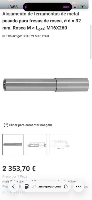 Alonga c/rosca M16 x 260 D32 - GARANT