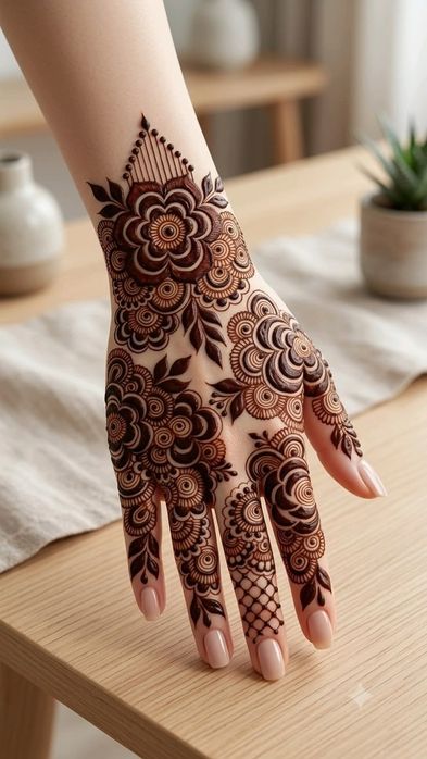 Mehndi design on hands